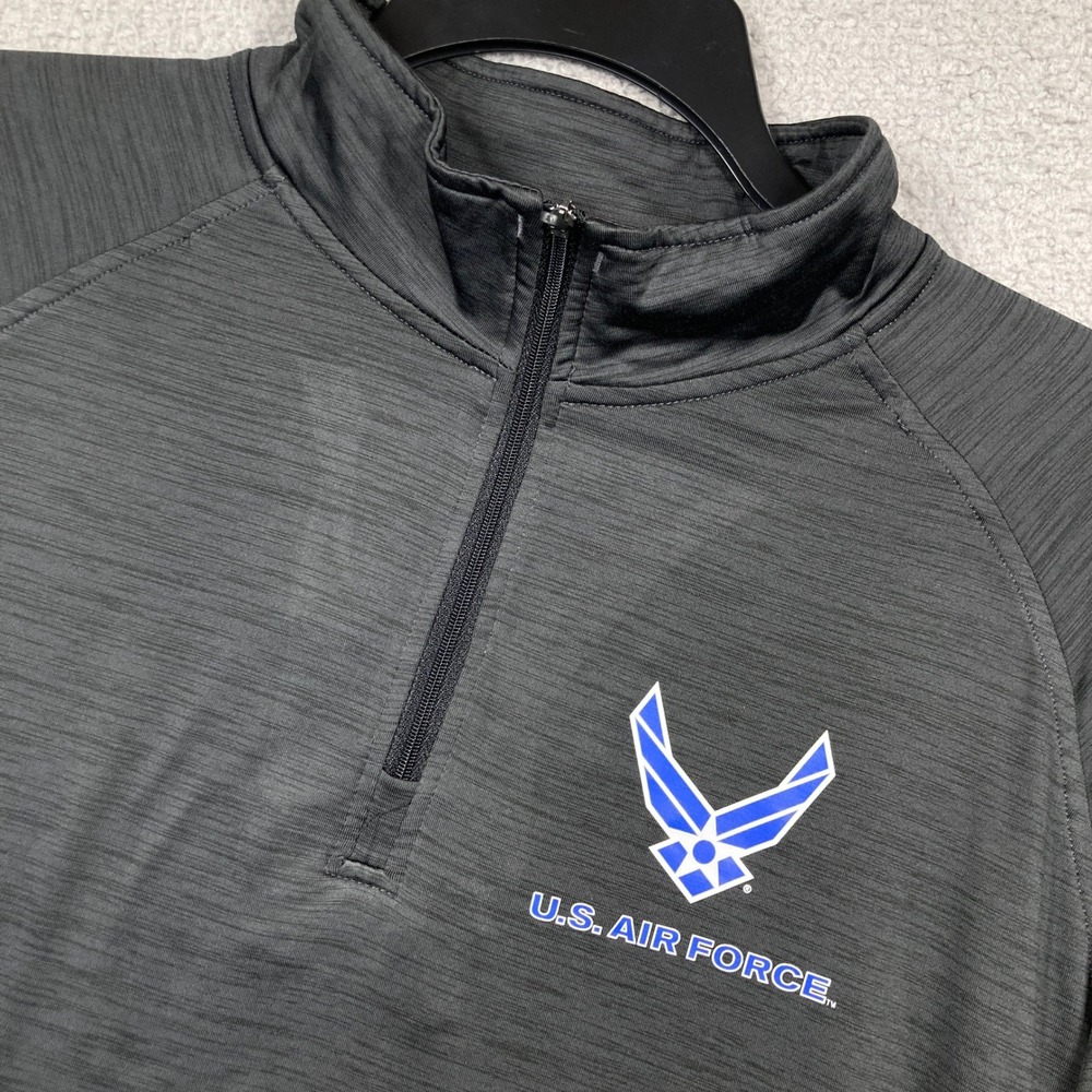 U.S. Air Force 1/4 Zip Men Lg Gray Space Dye Performance Pullover Light Weight